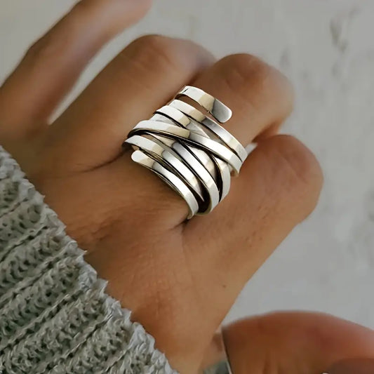 Srebro Multi Band Wrap Pierścionek