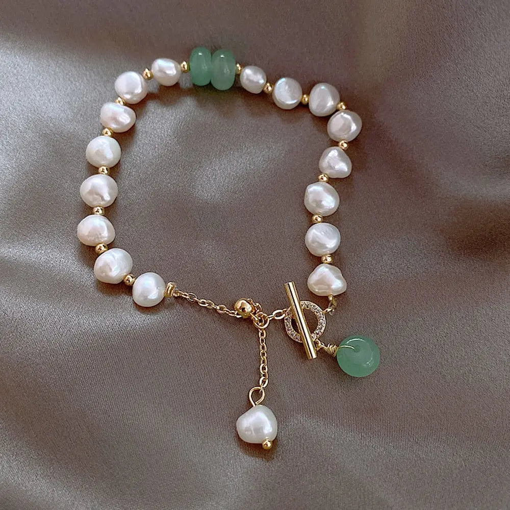 Freshwater Perła & Jade Bransoletka