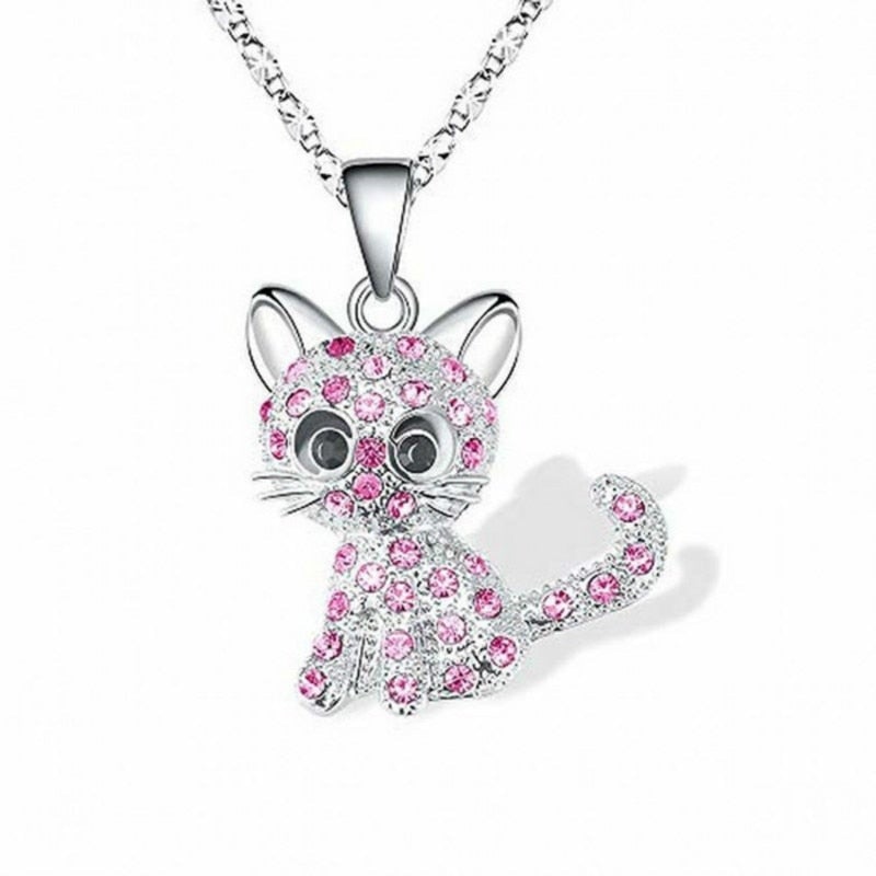 Srebro Baby Kittens and Coloured Zirconia Naszyjnik