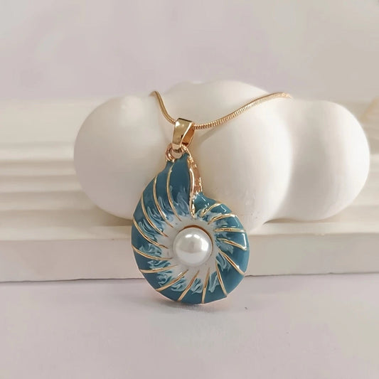 Seashell Perła Złoto Naszyjnik
