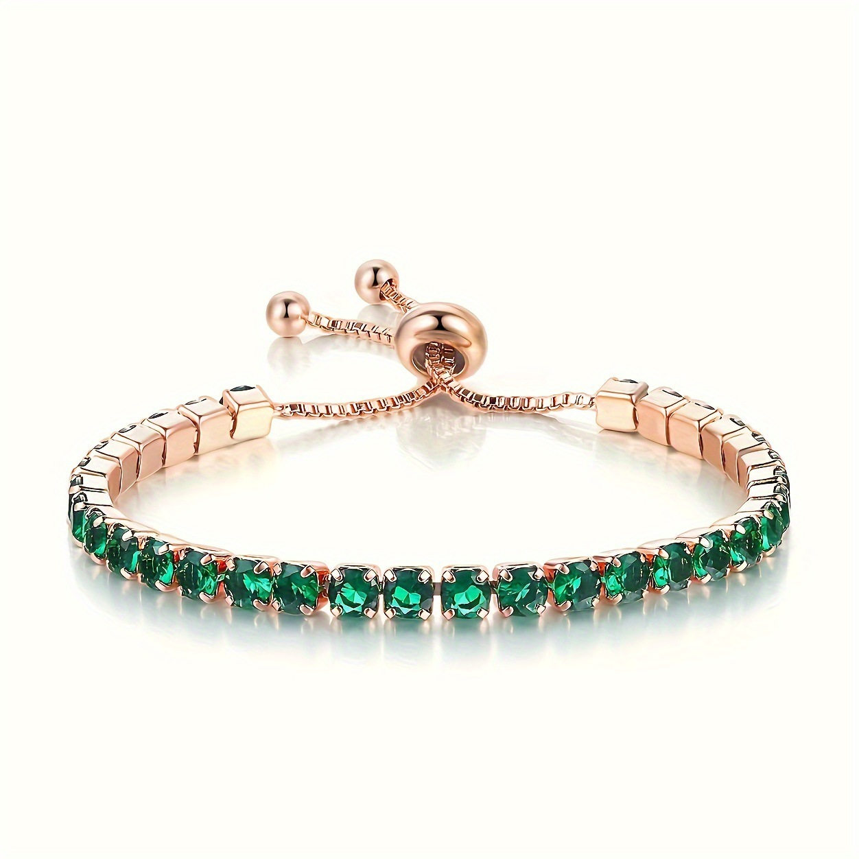 Złoto Szmaragd Adjustable Bransoletka Tenisowa