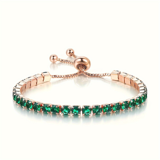 Złoto Szmaragd Adjustable Bransoletka Tenisowa