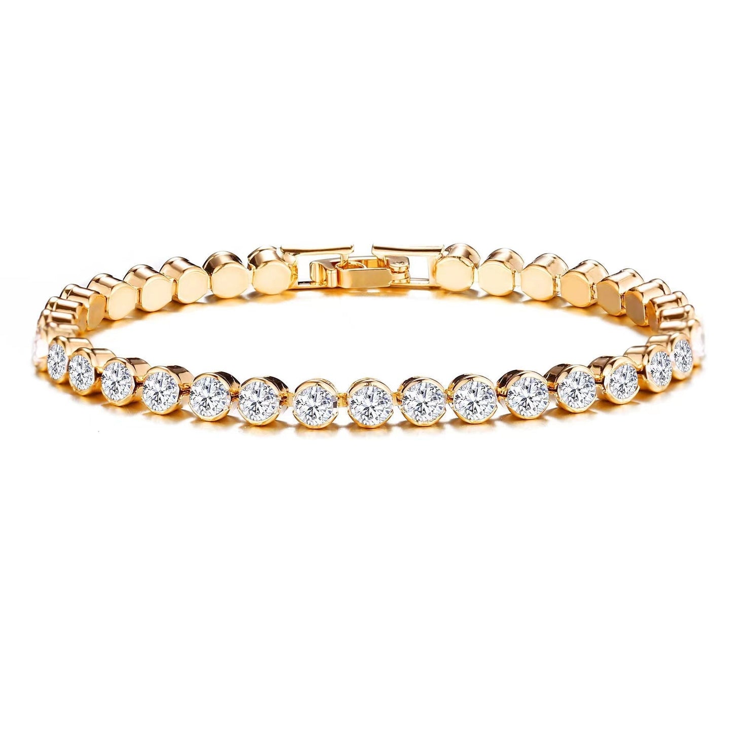 Round Cut Bransoletka Tenisowa | Złoto