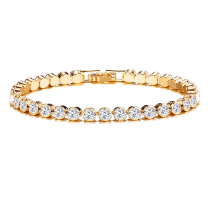 Round Cut Bransoletka Tenisowa | Złoto