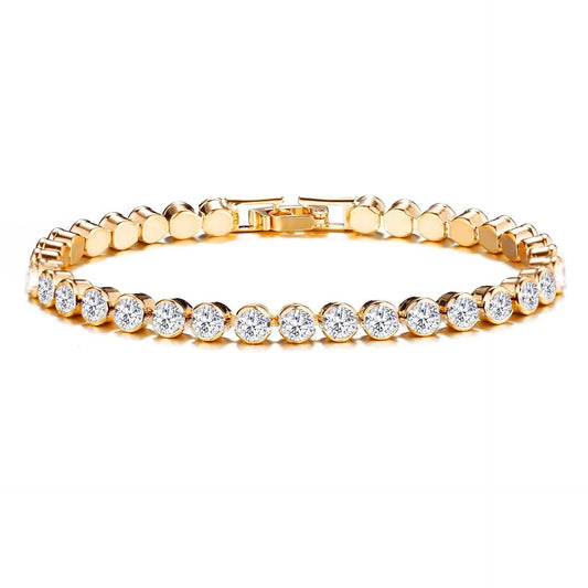 Round Cut Bransoletka Tenisowa | Złoto