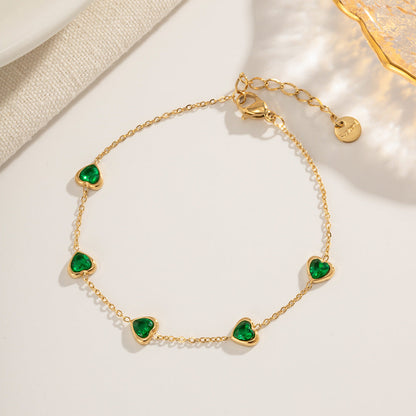 Francia Green Serce Bransoletka