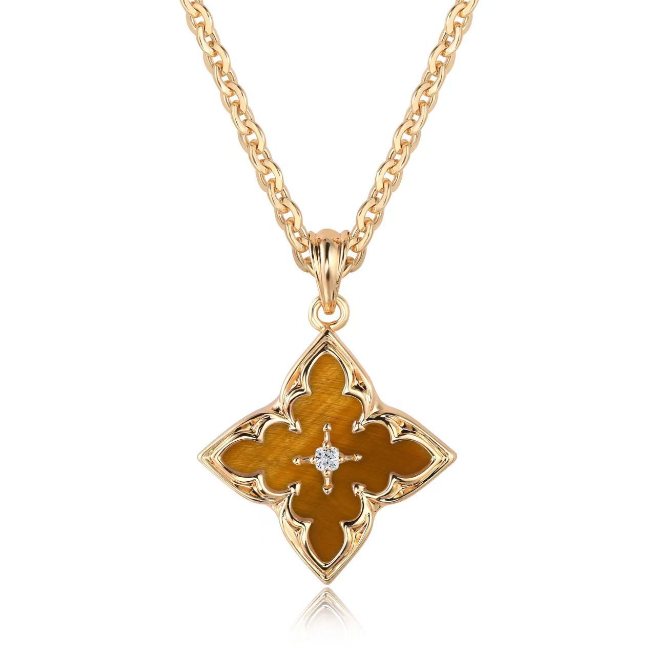 Blue Clover Pendant Naszyjnik | Złoto