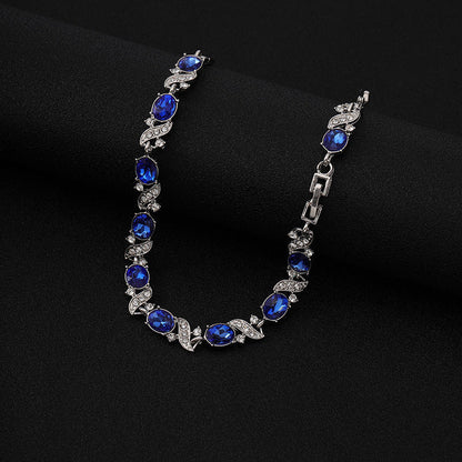 Srebro Szafir Floral Link Bransoletka