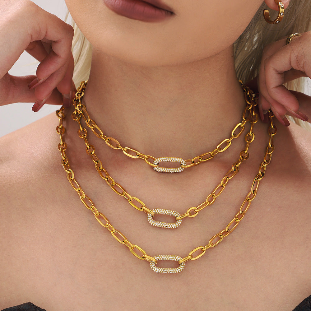 Paved Chunky Chain Link Zestaw Biżuterii | Złoto