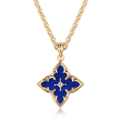 Blue Clover Pendant Naszyjnik | Złoto