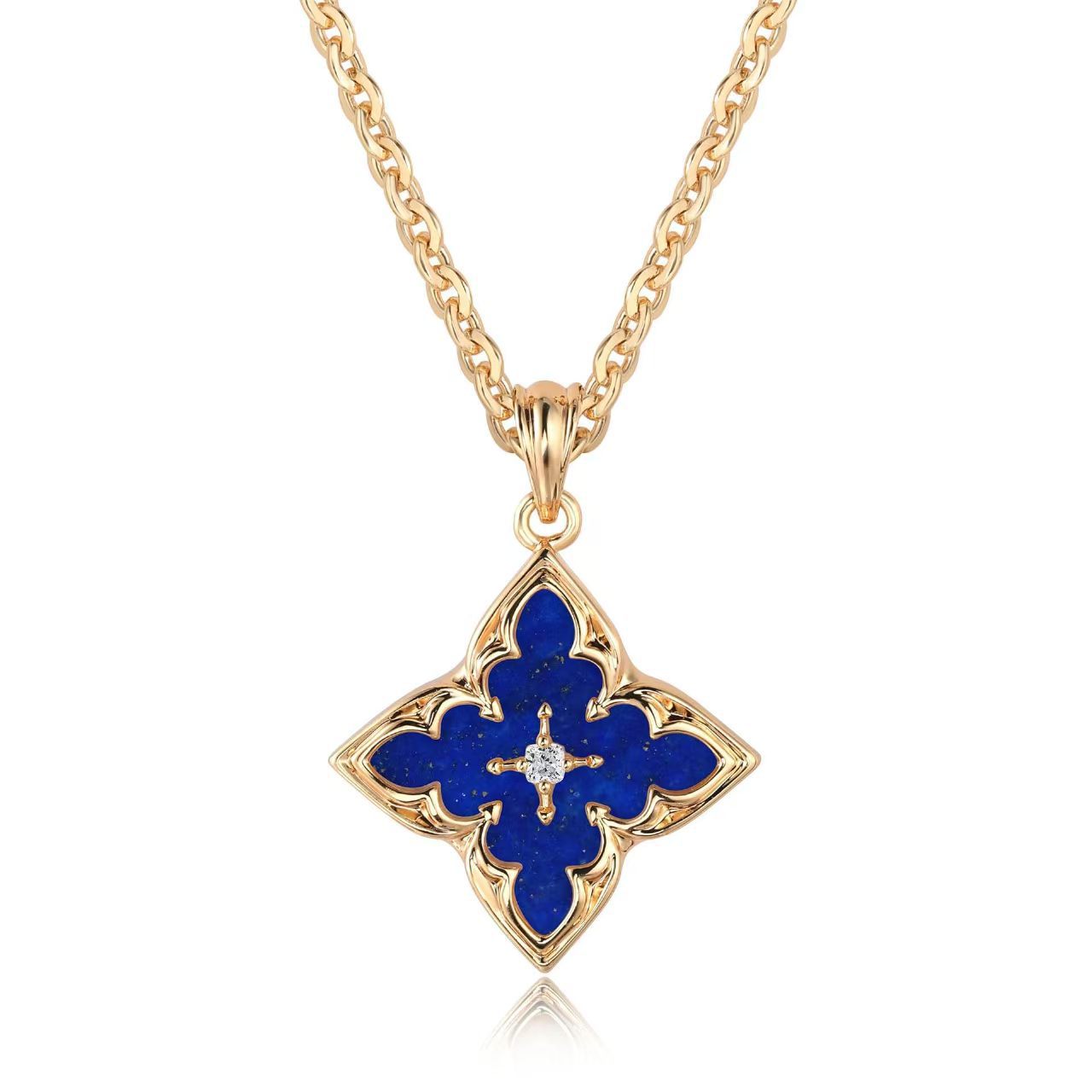 Biały Clover Pendant Naszyjnik | Złoto