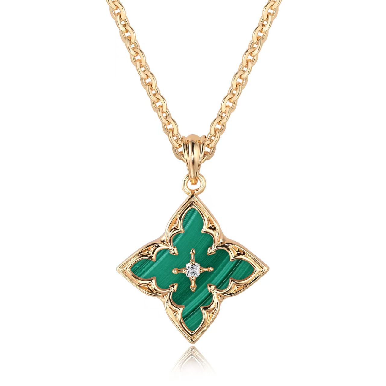 Blue Clover Pendant Naszyjnik | Złoto