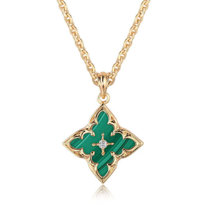 Blue Clover Pendant Naszyjnik | Złoto