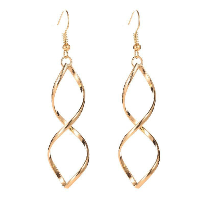 Spiral Dangle Kolczyki | Złoto