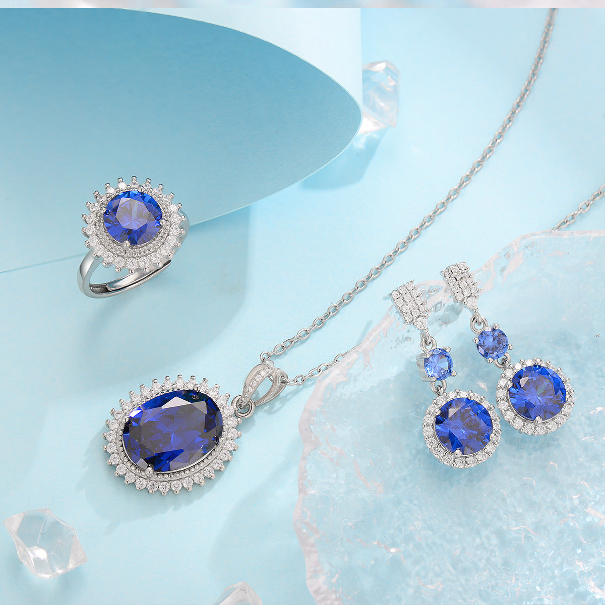 Aurielle Solwyn Blue Zestaw | Biały Złoto