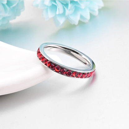 Rubin Eternity Band Pierścionek | Biały Złoto