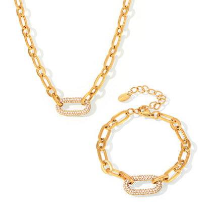 Paved Chunky Chain Link Zestaw Biżuterii | Złoto
