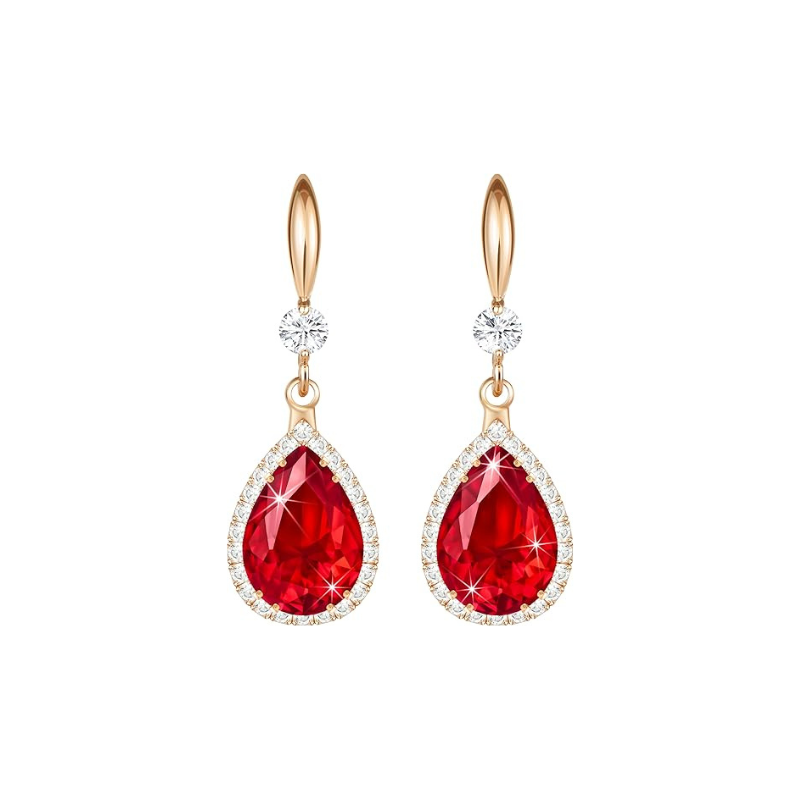 Rubin Teardrop Kolczyki | Rose Złoto