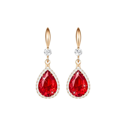 Rubin Teardrop Kolczyki | Rose Złoto