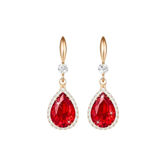 Rubin Teardrop Kolczyki | Rose Złoto