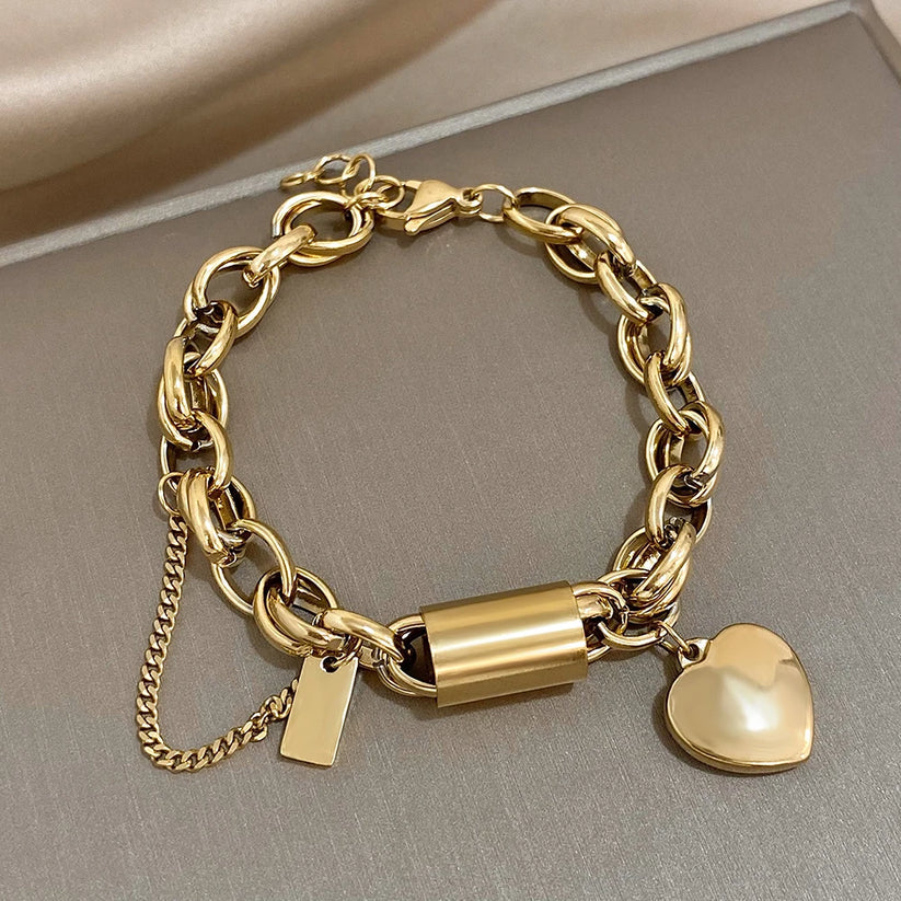 Heartened Chunky Bransoletka | Złoto