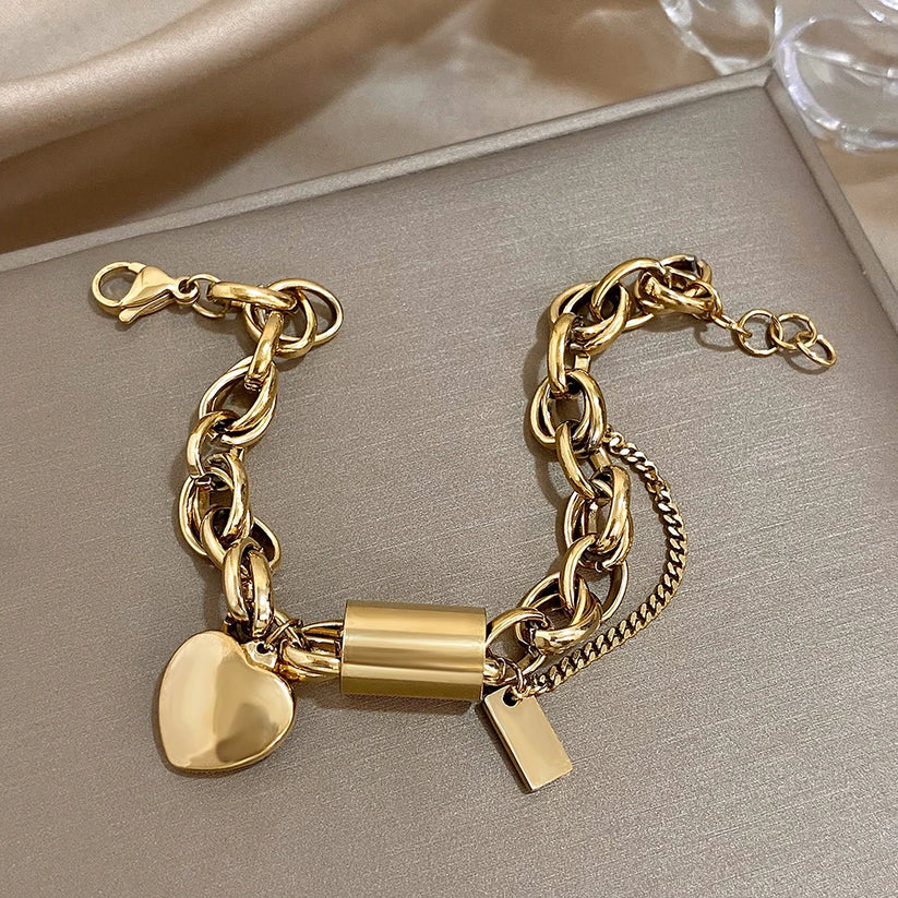 Heartened Chunky Bransoletka | Złoto