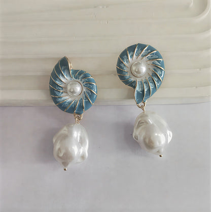 Seashell Kolczyki z Perłami