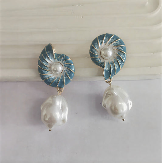 Seashell Kolczyki z Perłami