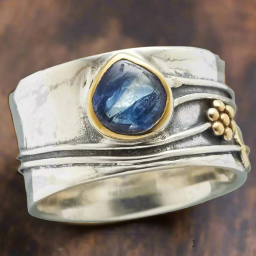 Srebro and Złoto Bezel Accent Pierścionek