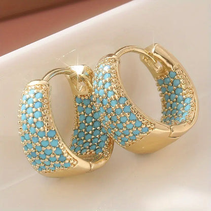 Golden-Tone Turkus Beaded Kolczyki Kółka | Złoto