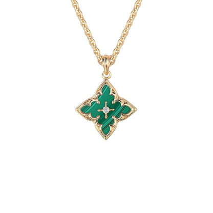 Szmaragd Clover Pendant Naszyjnik | Złoto