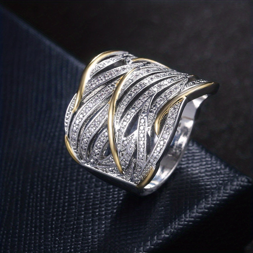 Srebro and Złoto Woven Band Pierścionek