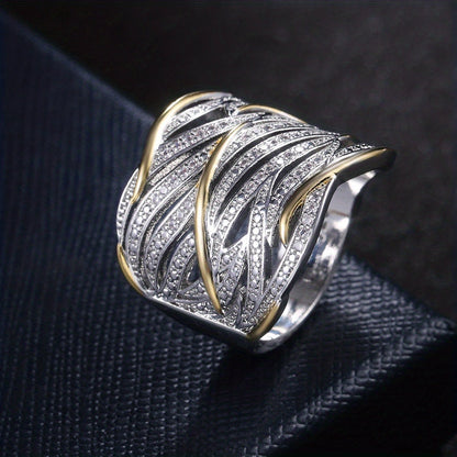 Srebro and Złoto Woven Band Pierścionek