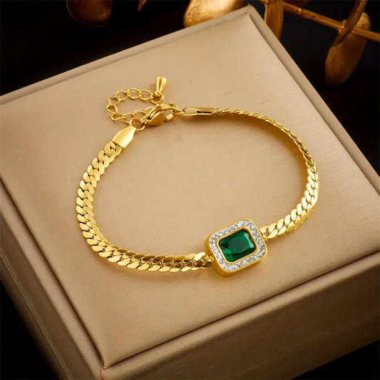 Złoto Szmaragd Chain Bransoletka