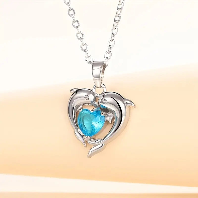 Oceanheart Twins Naszyjnik | Biały Złoto