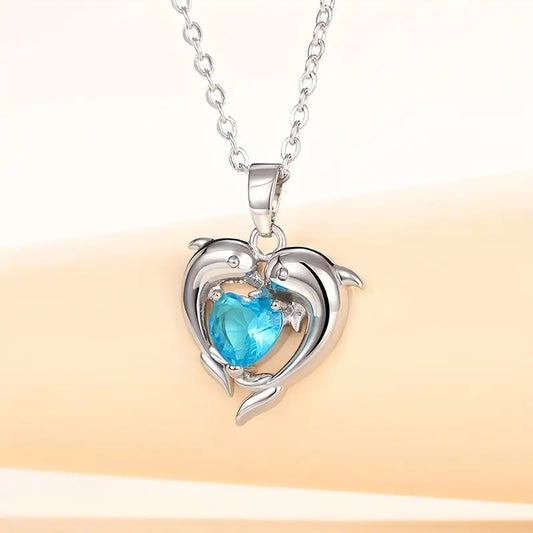 Oceanheart Twins Naszyjnik | Biały Złoto