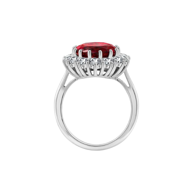 Scarlet Crown Rubin Pierścionek | Biały Złoto