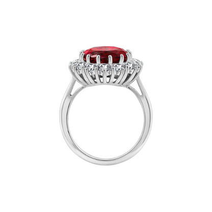 Scarlet Crown Rubin Pierścionek | Biały Złoto