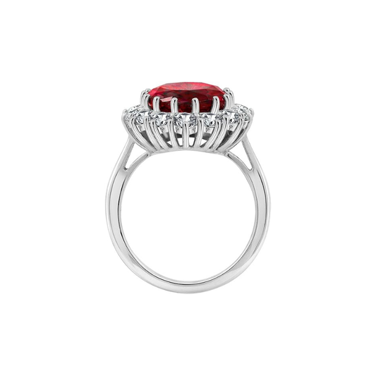 Scarlet Crown Rubin Pierścionek | Biały Złoto