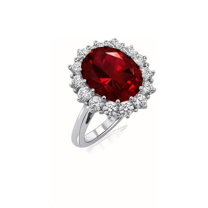 Scarlet Crown Rubin Pierścionek | Biały Złoto