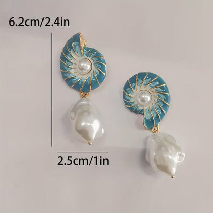 Seashell Kolczyki z Perłami