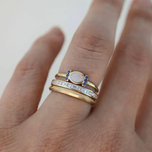 Złoto Stacked Bezel Zestaw Pierścionków