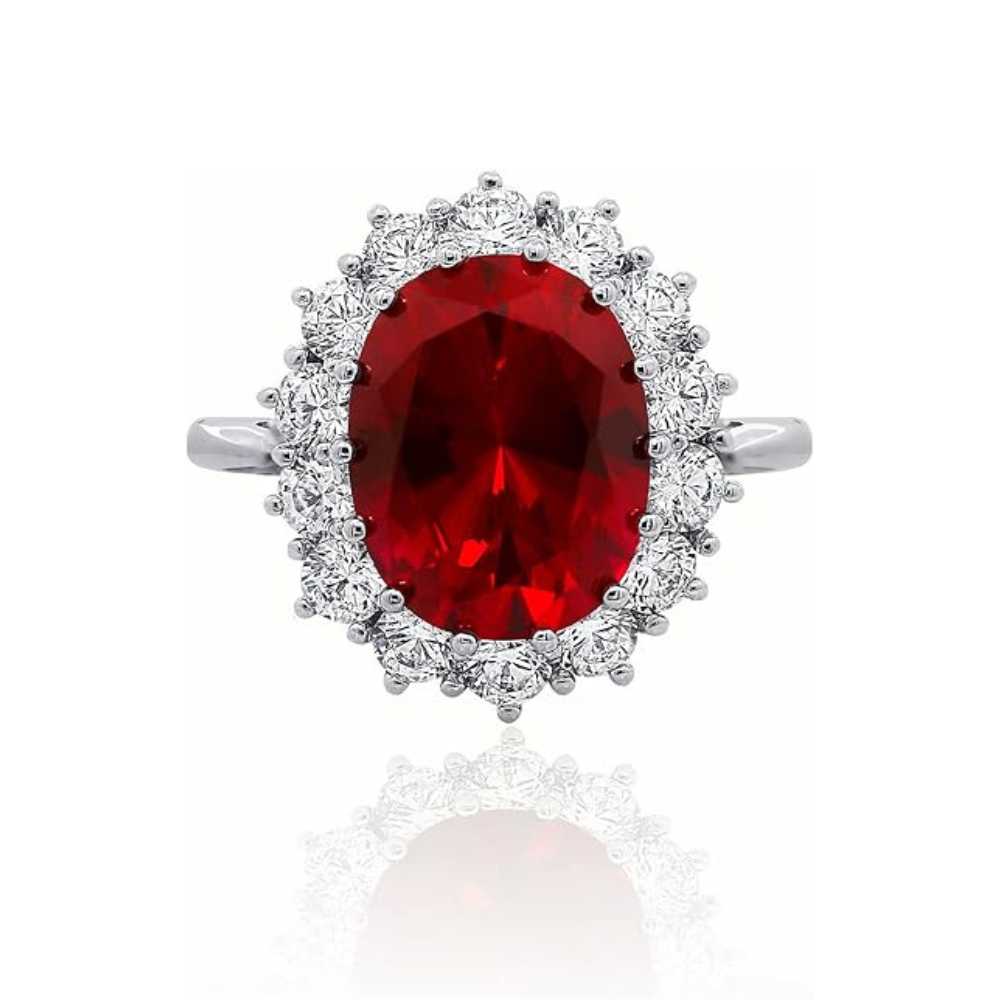 Scarlet Crown Rubin Pierścionek | Biały Złoto