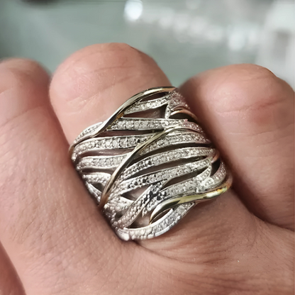 Srebro and Złoto Woven Band Pierścionek