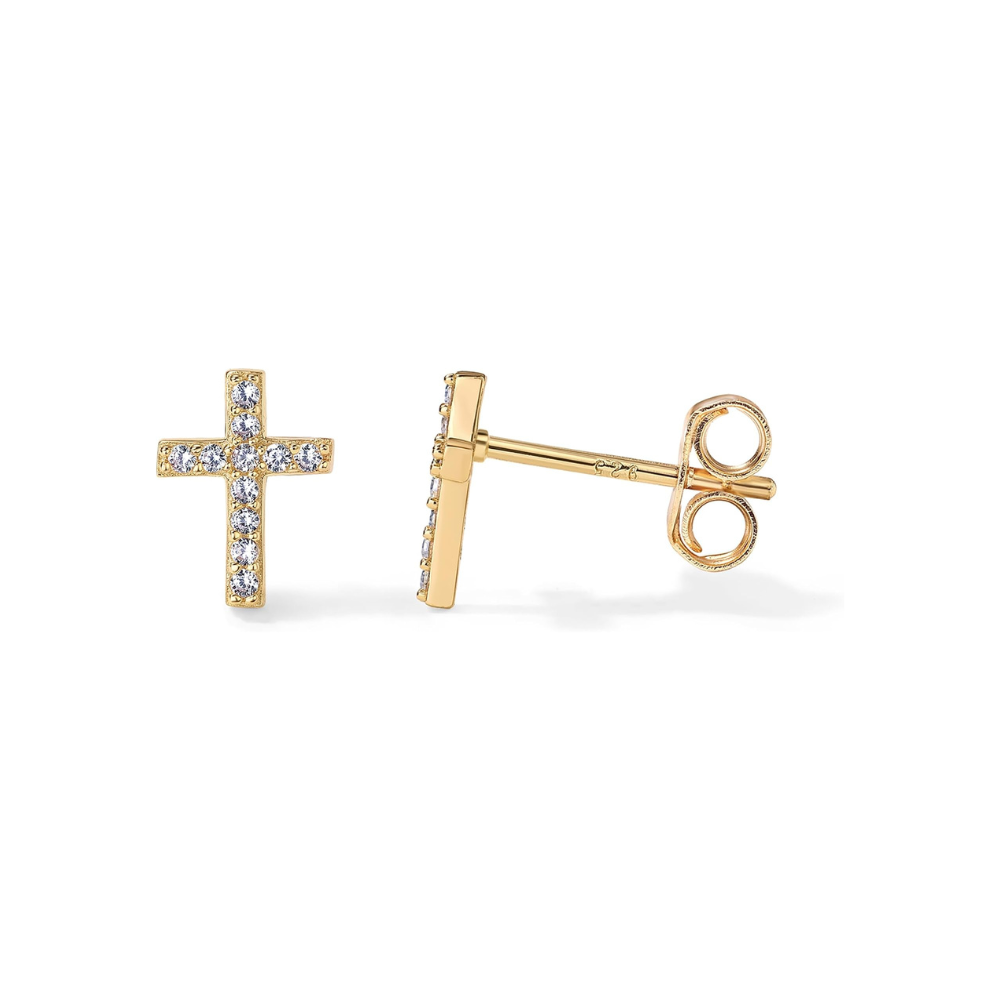 Paved Cross Studs | Złoto